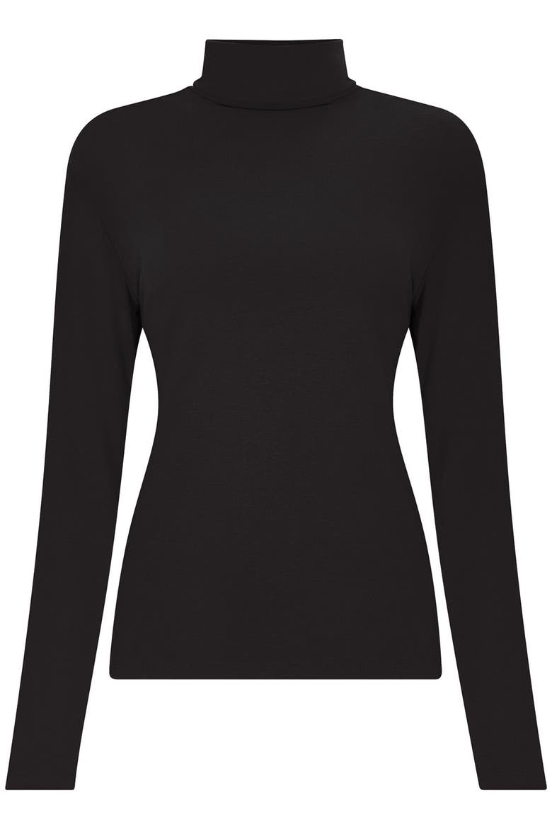 Stretch Knit Turtleneck Tee, Alternate, color, BLACK