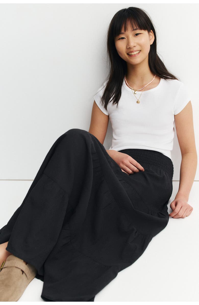 H&M Tiered skirt, Alternate, color, Black