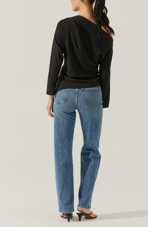 Astr The Label Orlia One-shoulder Woven Top In Black