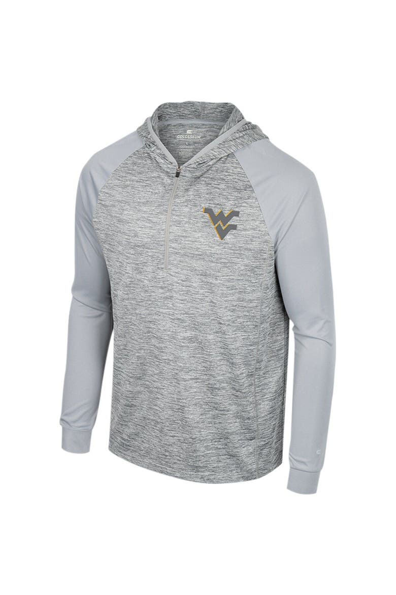 Men's Colosseum Gray West Virginia Mountaineers Cybernetic Raglan Quarter-Zip Hooded Top, Alternate, color, Gray