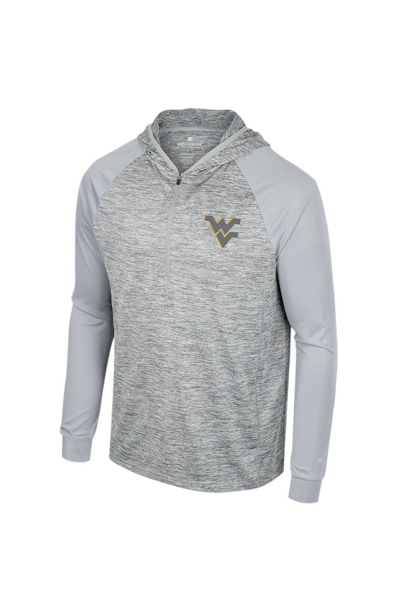 COLOSSEUM Men's Colosseum Gray West Virginia Mountaineers Cybernetic Raglan Quarter-Zip Hooded Top, Alternate, color, Gray