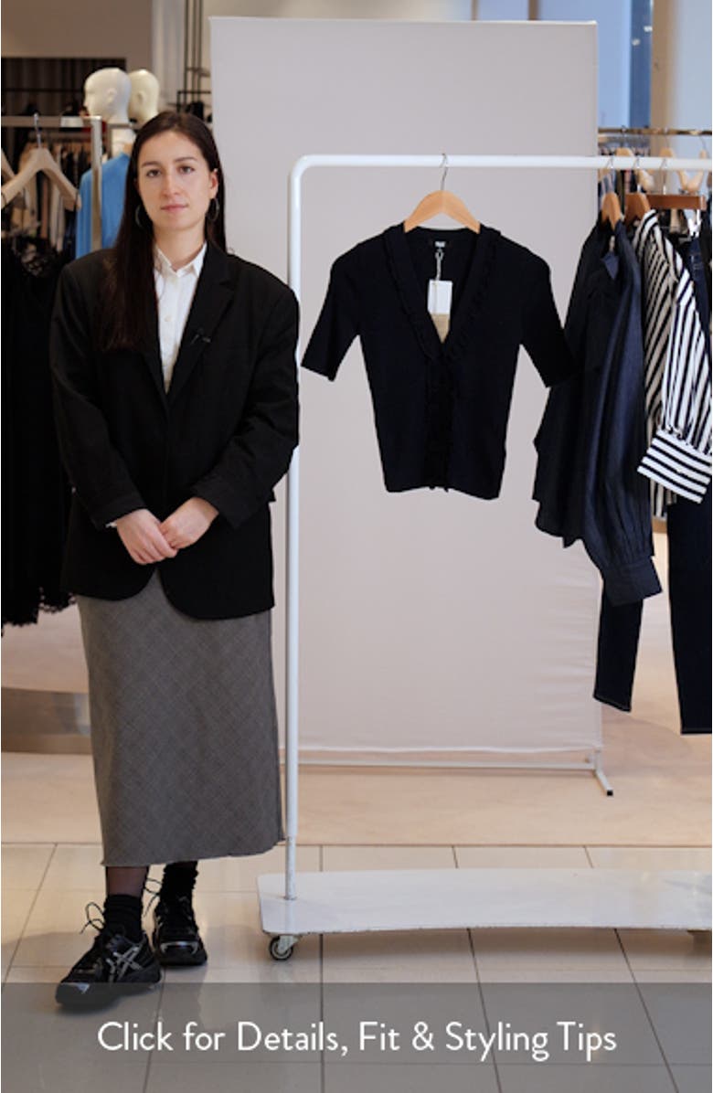 Demetra Ruffle Rib Short Sleeve Cardigan, sales video thumbnail