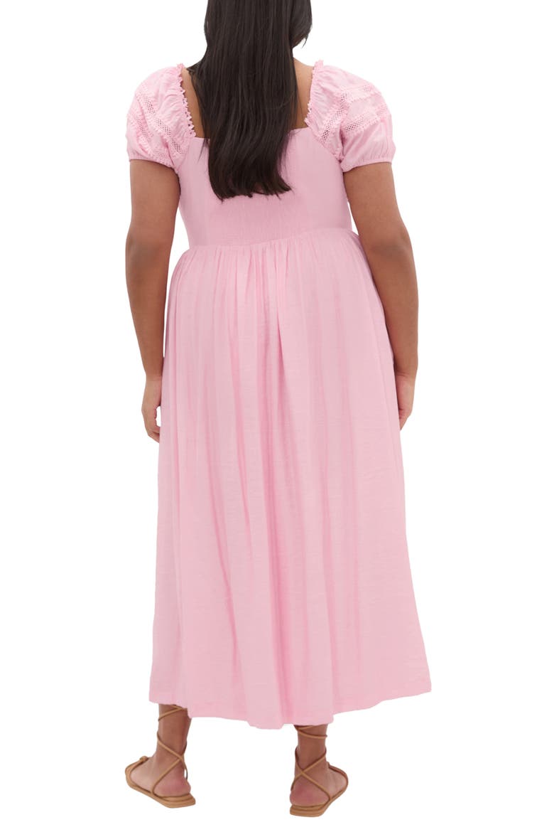 Ariella Crochet Trim Peasant Dress, Alternate, color, SOFT PINK