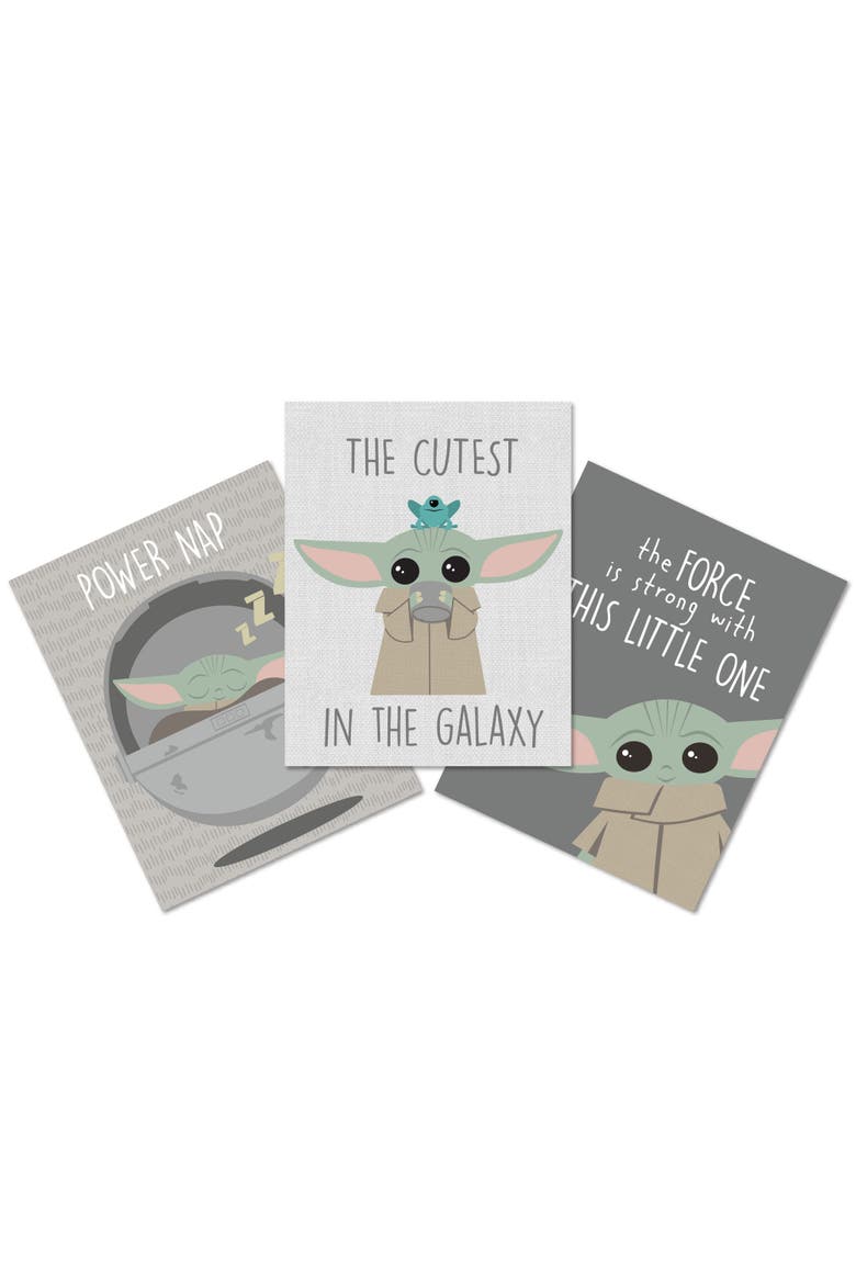 Star Wars The Child/Baby Yoda Unframed Nursery Wall Art Decor 3pc, Alternate, color, Gray