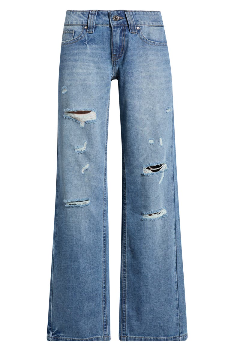 Low Rise Forward Seam Relaxed Straight Leg Ripped Jeans, Alternate, color, MEDIUM DISTRESS