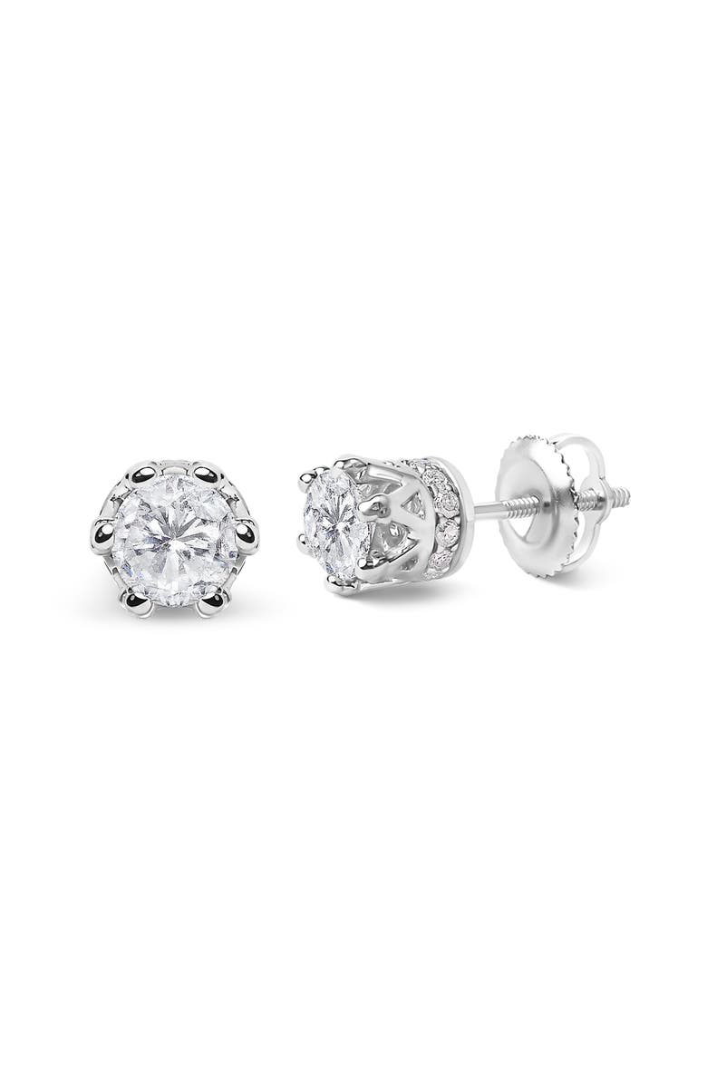 Haus of Brilliance 14K White Gold 1.0 Cttw Diamond Crown Stud Earring, Alternate, color, White