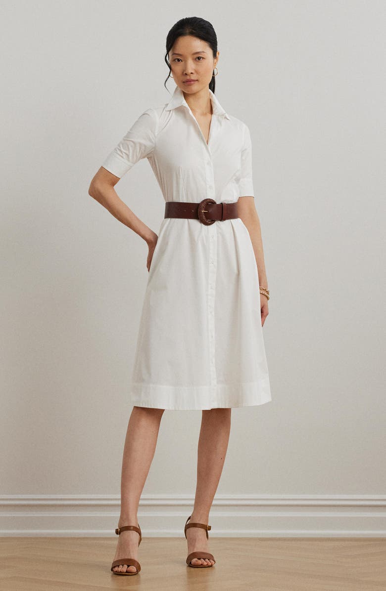 Lauren Ralph Lauren Cotton Blend Shirtdress, Alternate, color, White