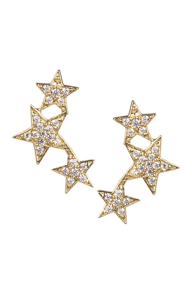 CZ by Kenneth Jay Lane 14K Gold Plated Star Stud Earrings, Main, color,
