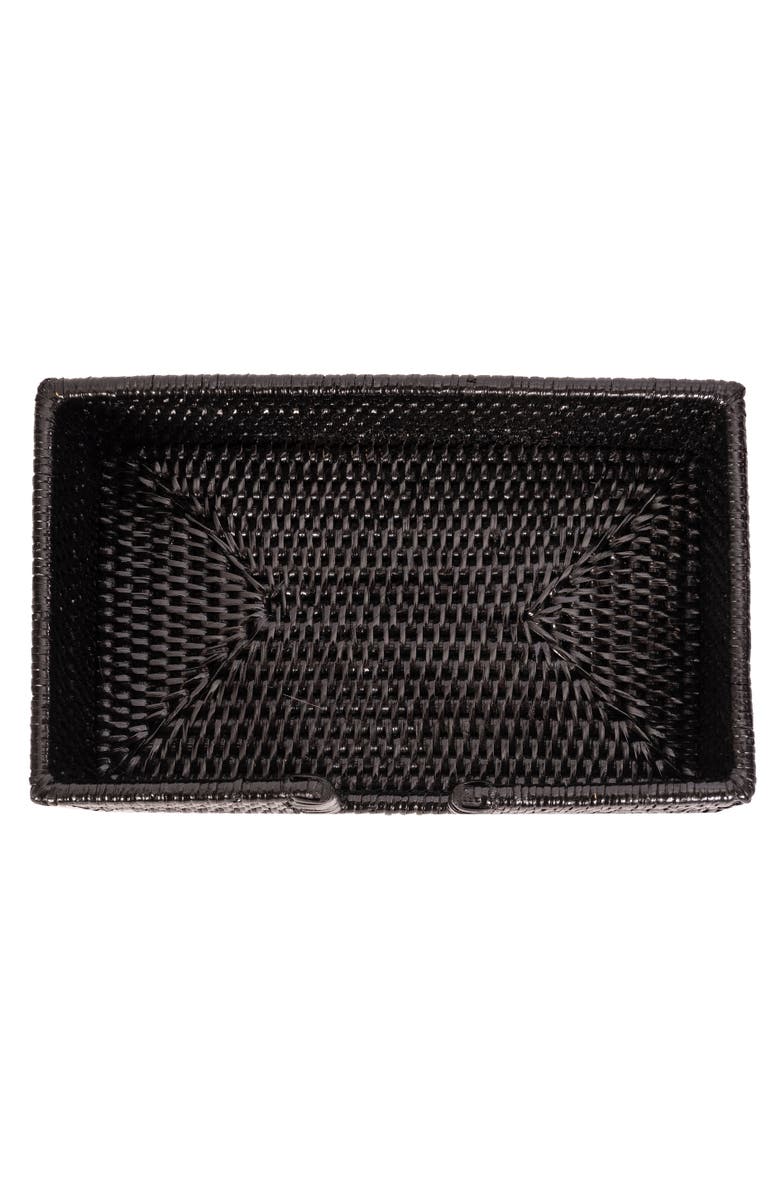 Artifacts Trading Company<sup>™</sup> Artifacts Rattan Guest Towel - Rectangular Napkin Holder with Cutout, Alternate, color, Tudor Black