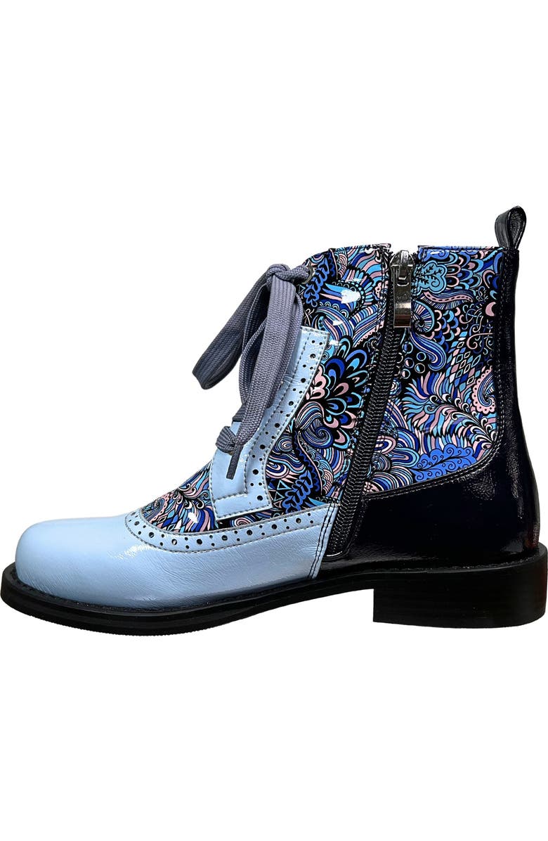NINETY UNION Mixed Print Lace-Up Boot, Alternate, color, Blue Multi