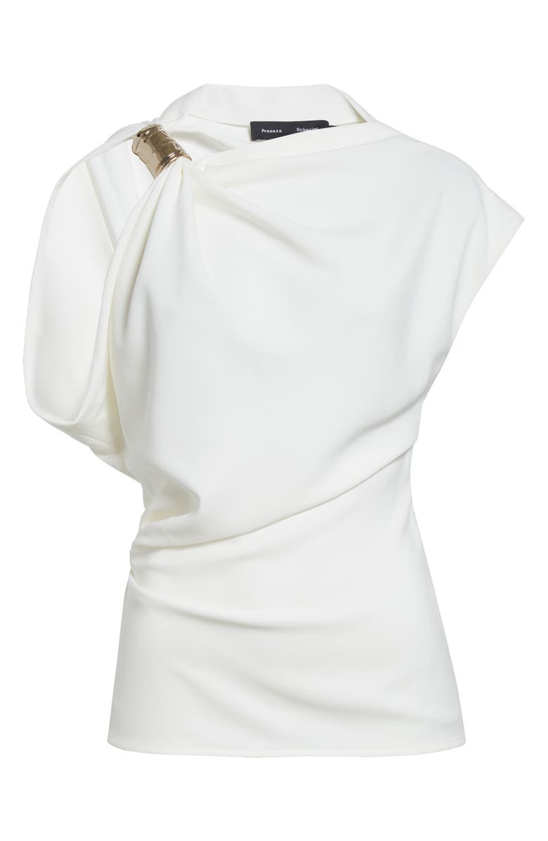 Proenza Schouler Malika Asymmetric Matte Crepe Top, Alternate, color, White