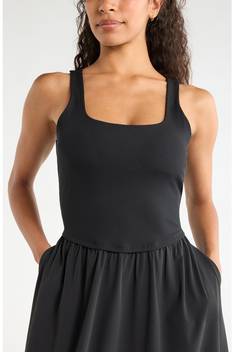 Effortless Sleeveless Midi Dress, Alternate, color, BLACK