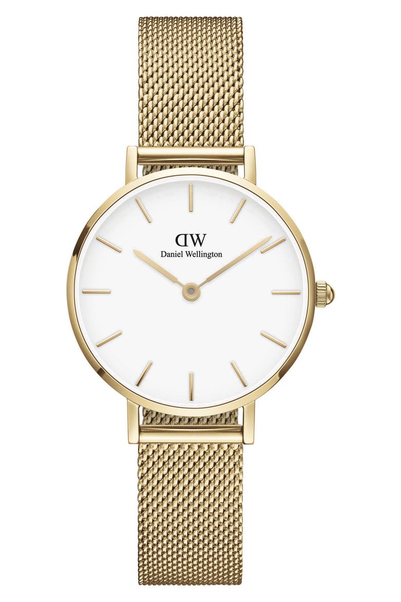 Petite Evergold Mesh Strap Watch, 28mm & Bracelet Set, Alternate, color, GOLD