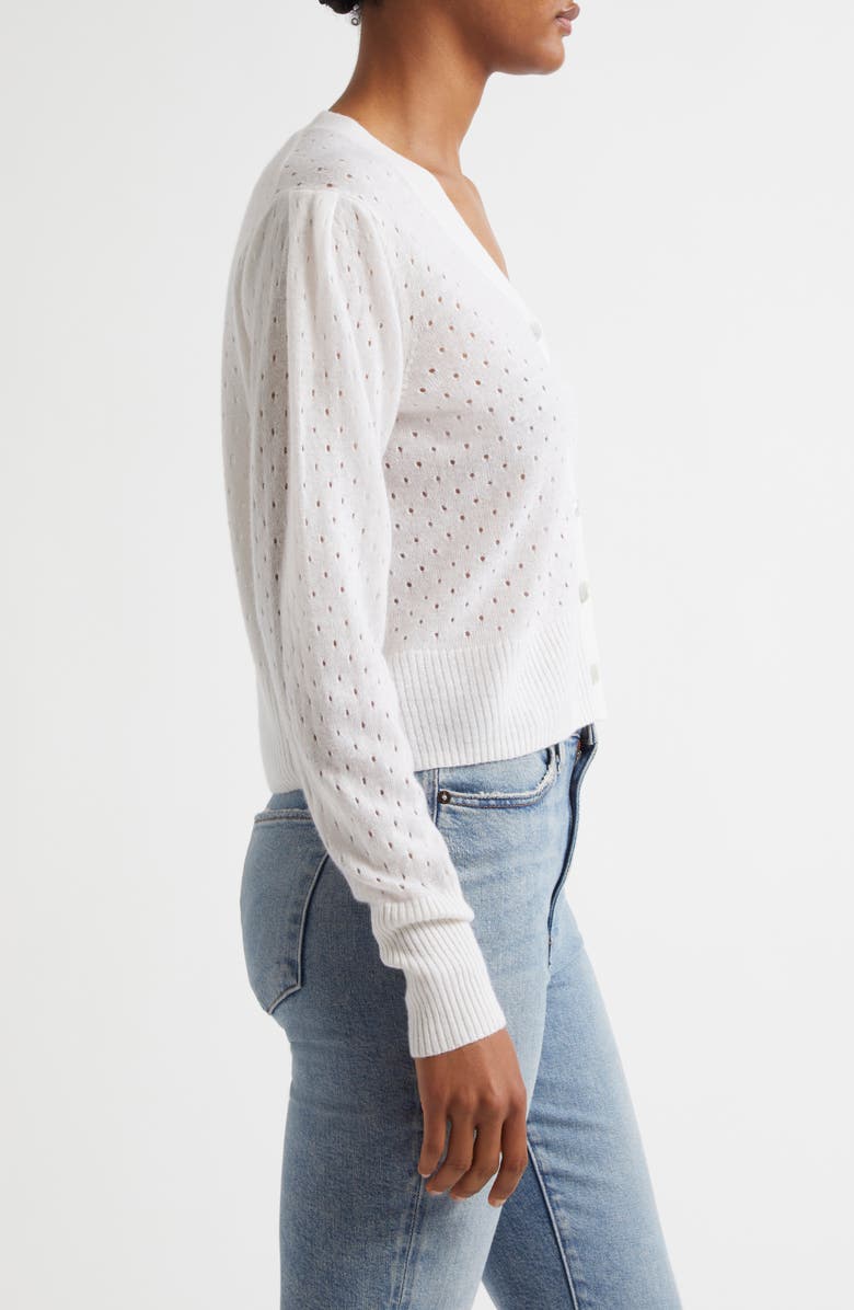 MARGARET O'LEARY Pointelle Cashmere & Linen V-Neck Cardigan, Alternate, color, 