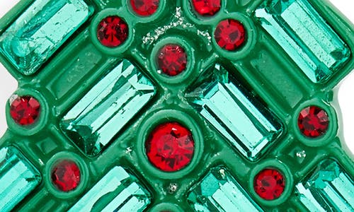 Leith Crystal Tree Drop Huggie Hoop Earrings In Green