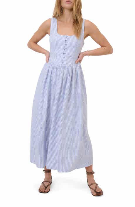 Cora Pinstripe A-Line Midi Dress