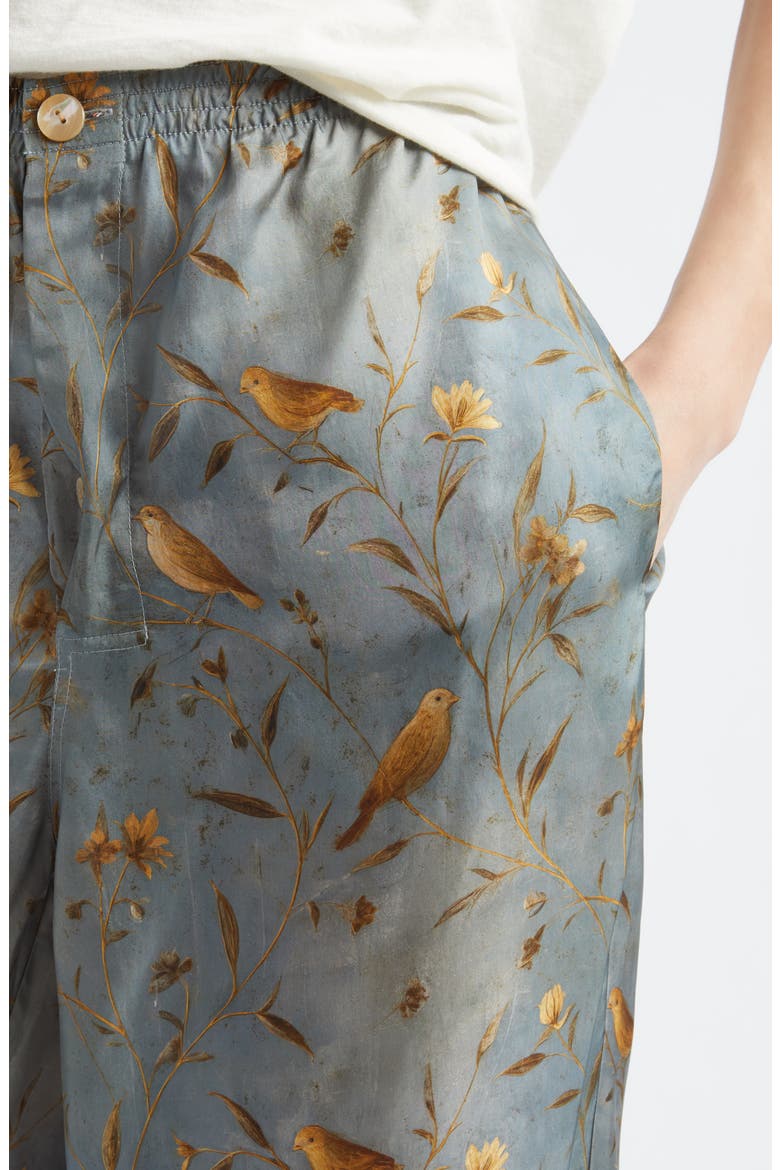 Darcy Elastic Waist Pajama Pants, Alternate, color, GOLD BIRD ON BLUE