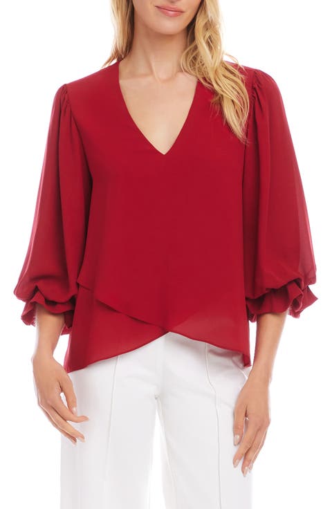 Karen Kane Crossover Hem Asymmetric Top (Regular & Petite)