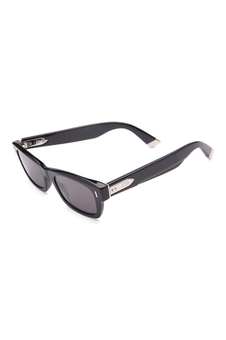 'Diortailoring S31 Rectangular Sunglasses, Alternate, color, SHINY BLACK / SMOKE