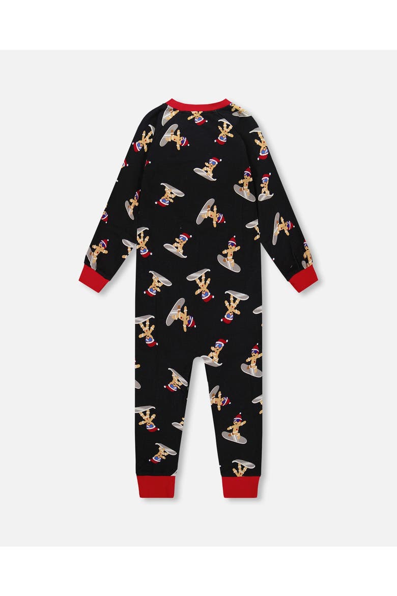 Organic Cotton Interlock One-Piece Pajama Cookie, Alternate, color, Black