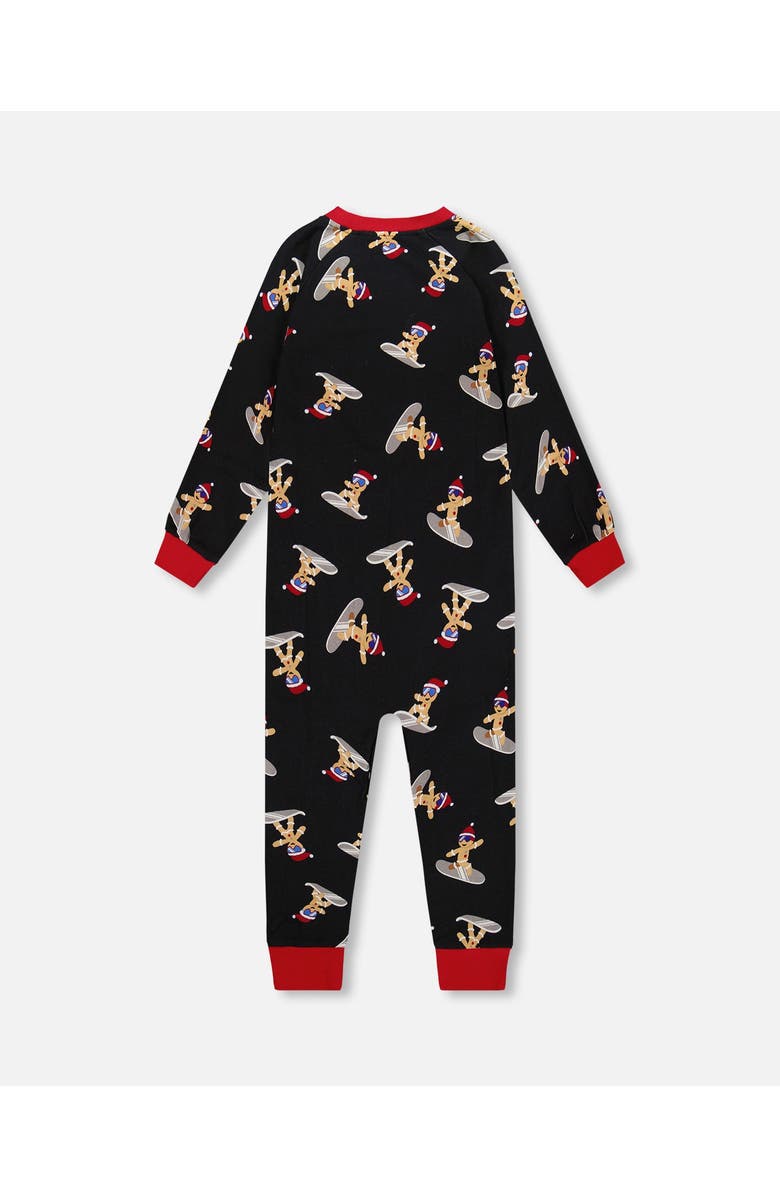 Deux par Deux Organic Cotton Interlock One-Piece Pajama Cookie, Alternate, color, Black