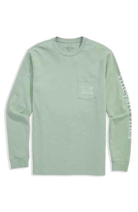 Vintage Whale Long Sleeve Cotton Graphic T-Shirt