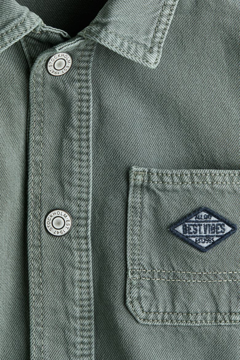 Oversized Cotton Overshirt, Alternate, color, Dusty green/Best Vibes
