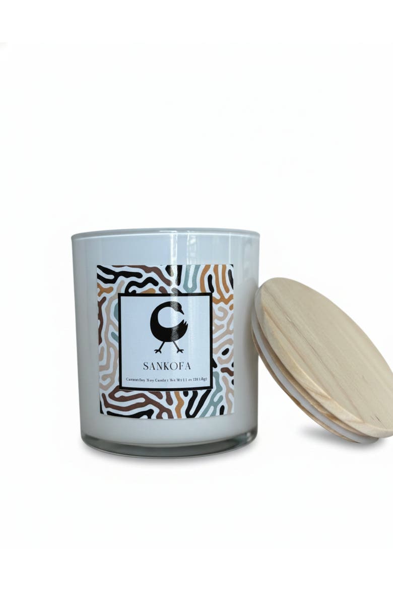 Sankofa Candle 8oz, Main, color, White