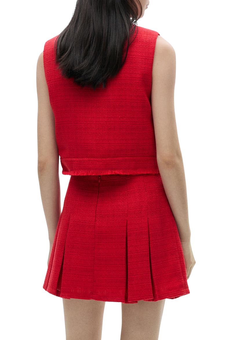 Tweed Crop Vest, Alternate, color, RED