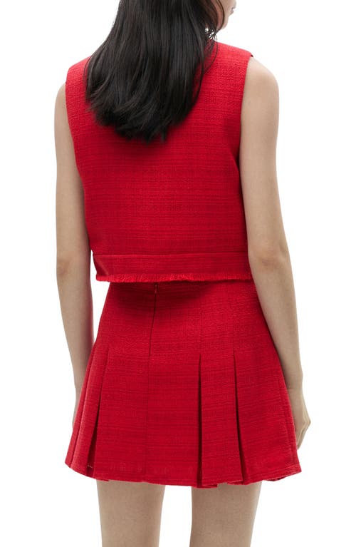 Mango Tweed Crop Vest In Red