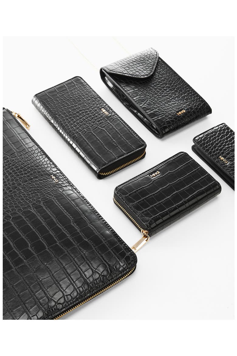 Croc Embossed Faux Leather Laptop Case, Alternate, color, BLACK