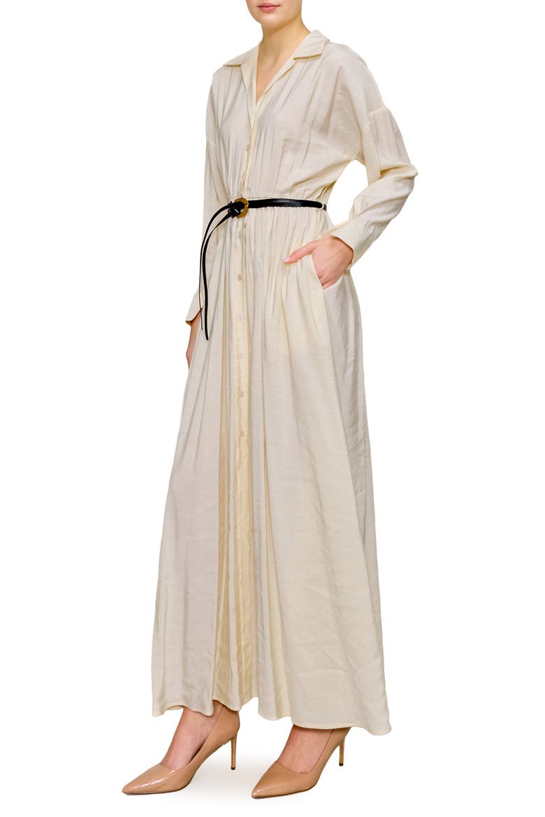 Long Sleeve Belted Shirtdress, Alternate, color, BONE