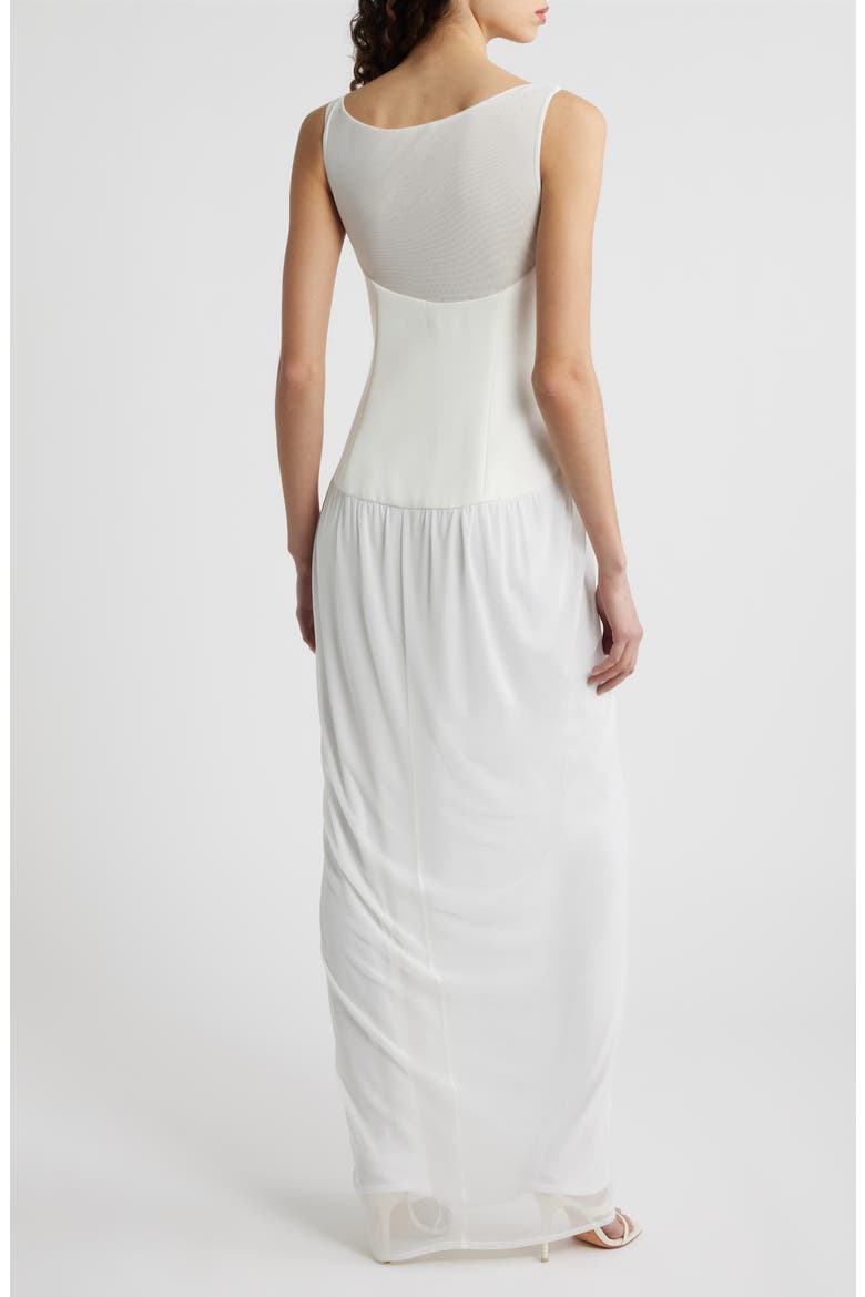 Sylara Drape Sleeveless Gown, Alternate, color, WHITE