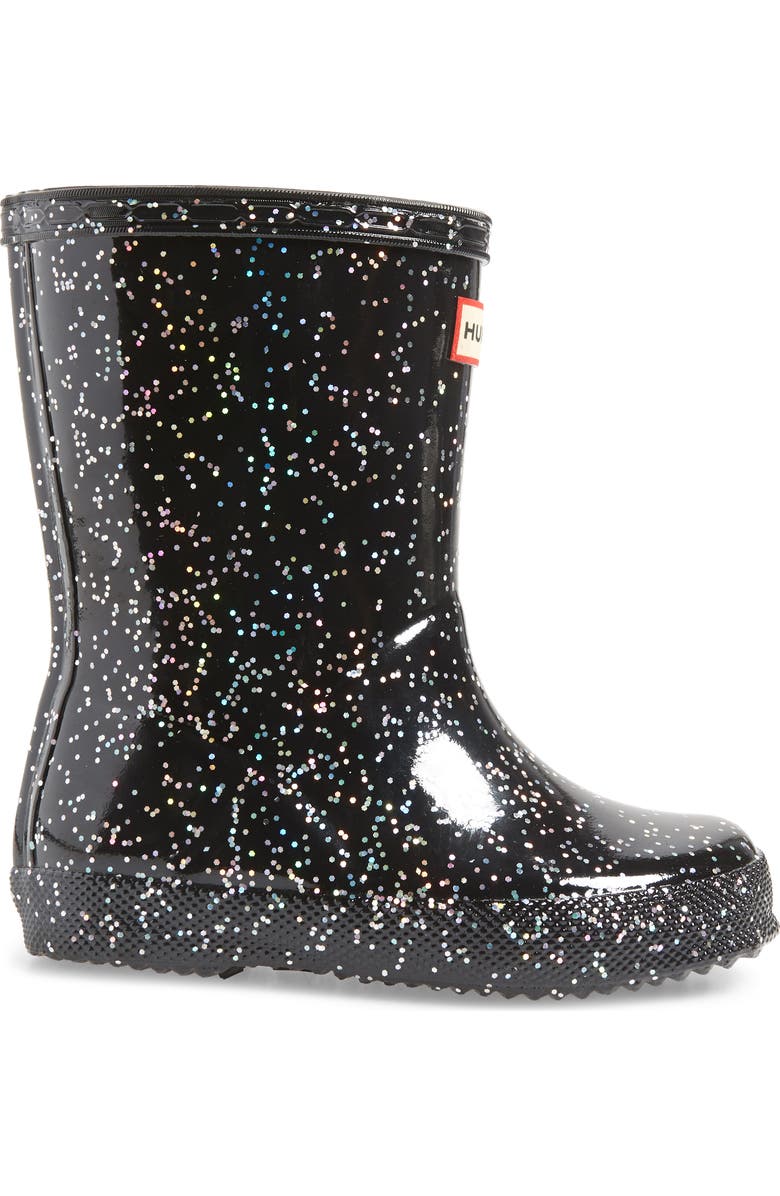Hunter First Classic Giant Glitter Waterproof Rain Boot, Alternate, color,