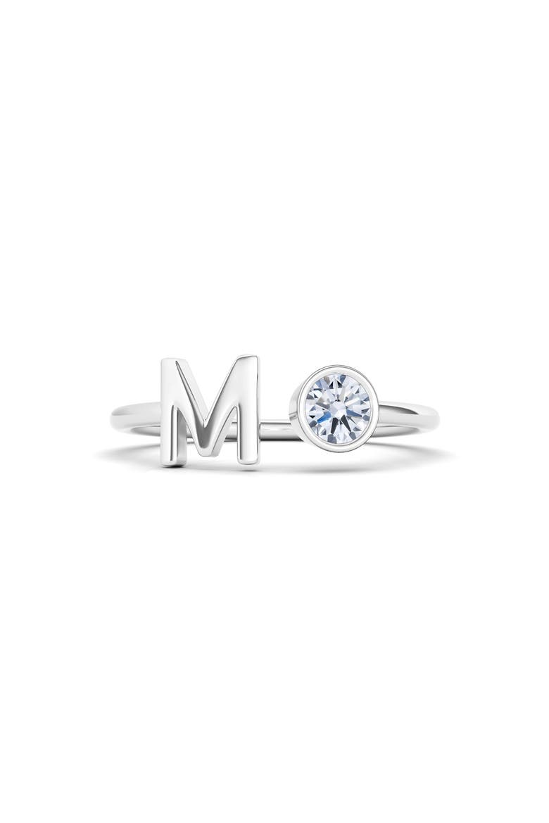 Lab Grown Diamond Letter Ring, Main, color, 18K WHITE GOLD - M