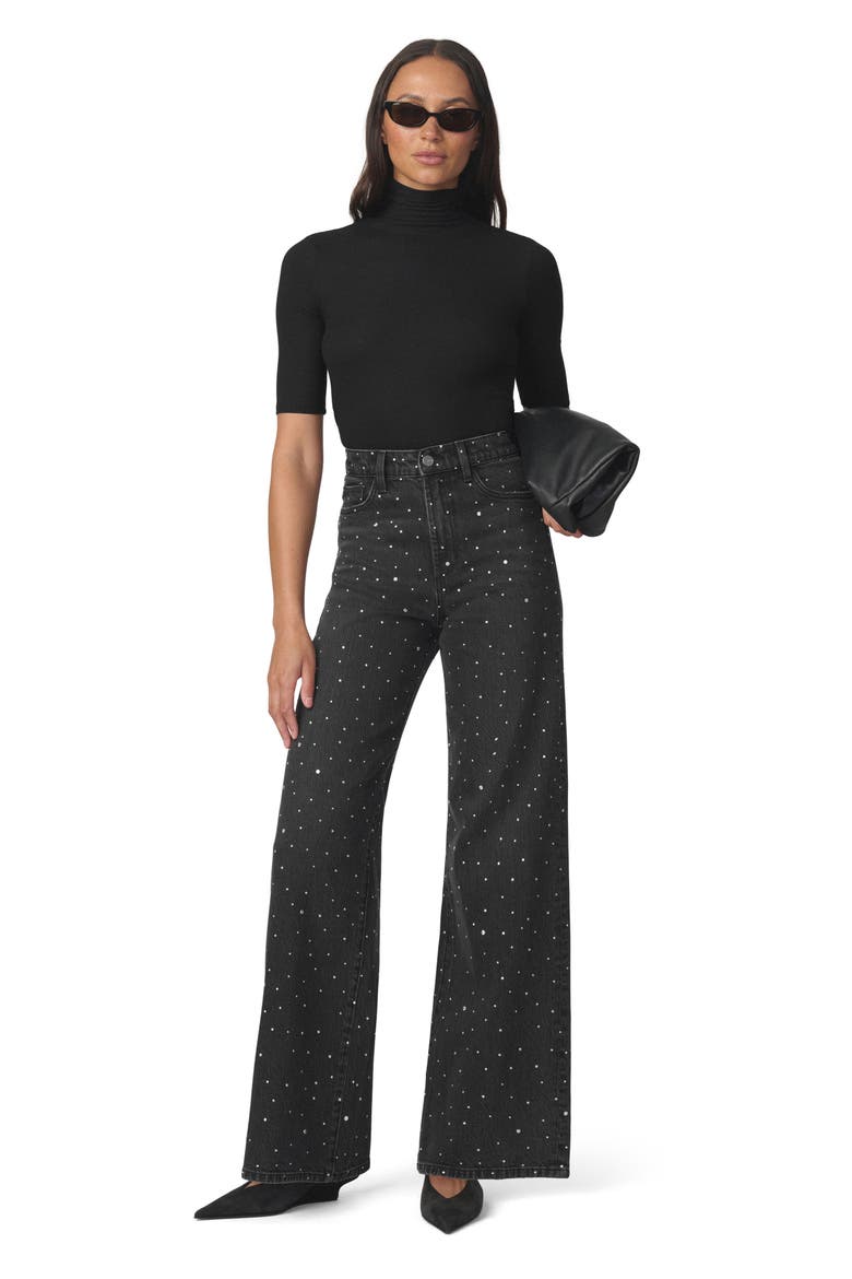 Mia Embellished High Waist Wide Leg Jeans, Alternate, color, ASTEROID STONE