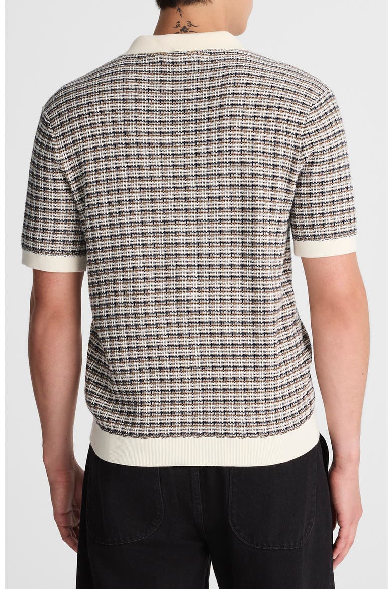 Plaid Johnny Collar Polo Sweater, Alternate, color, VINTAGE IVORY