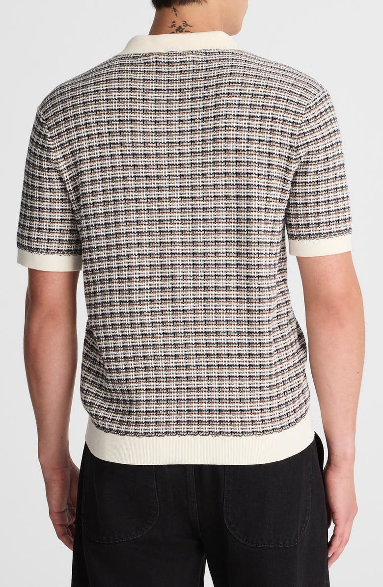 Madewell Plaid Johnny Collar Polo Sweater, Alternate, color, Vintage Ivory