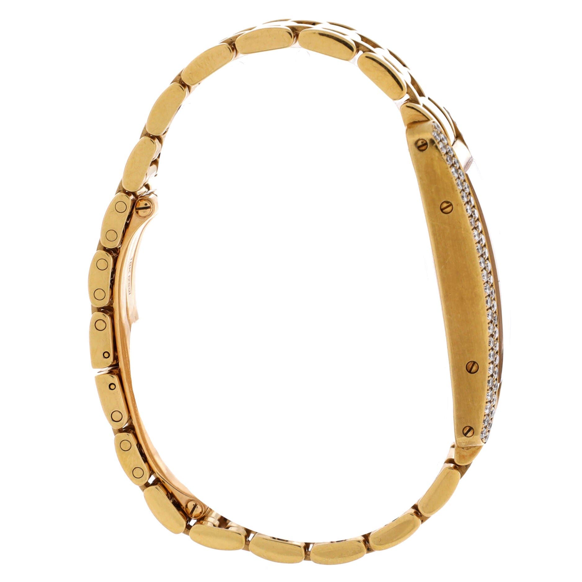 Tank Americaine Quartz Watch Yellow Gold with Two Row Diamond Bezel 19, Alternate, color, Metallic Gold