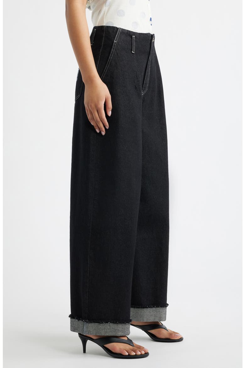Pascal Loose Fit Raw Hem Jeans, Alternate, color, BLACK
