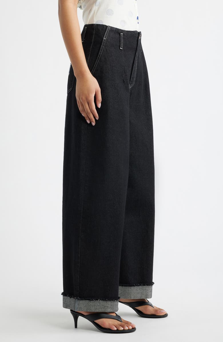 Damson Madder Pascal Loose Fit Raw Hem Jeans, Alternate, color, Black