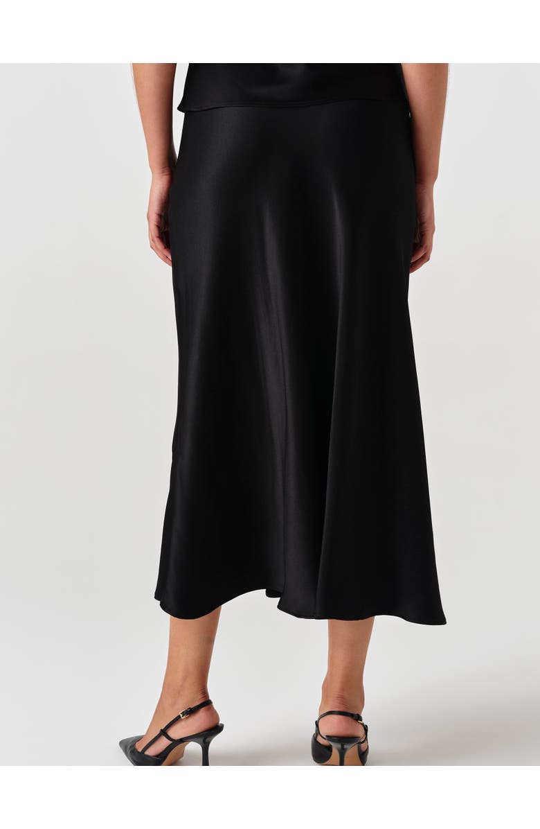 Ghost London Dahlia Picot Trim Satin Midi Skirt, Alternate, color, Black