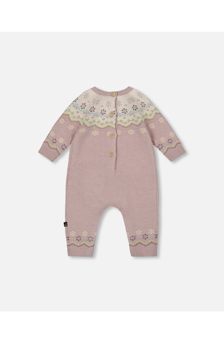 Deux par Deux Jacquard Knitted Romper Keepsake, Alternate, color, Neutral Purple