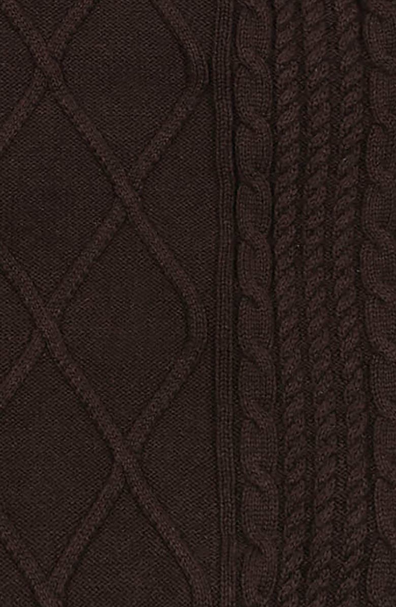 Hope & Henry Organic Mock Neck Cable Sweater, Alternate, color, Chocolate Heather