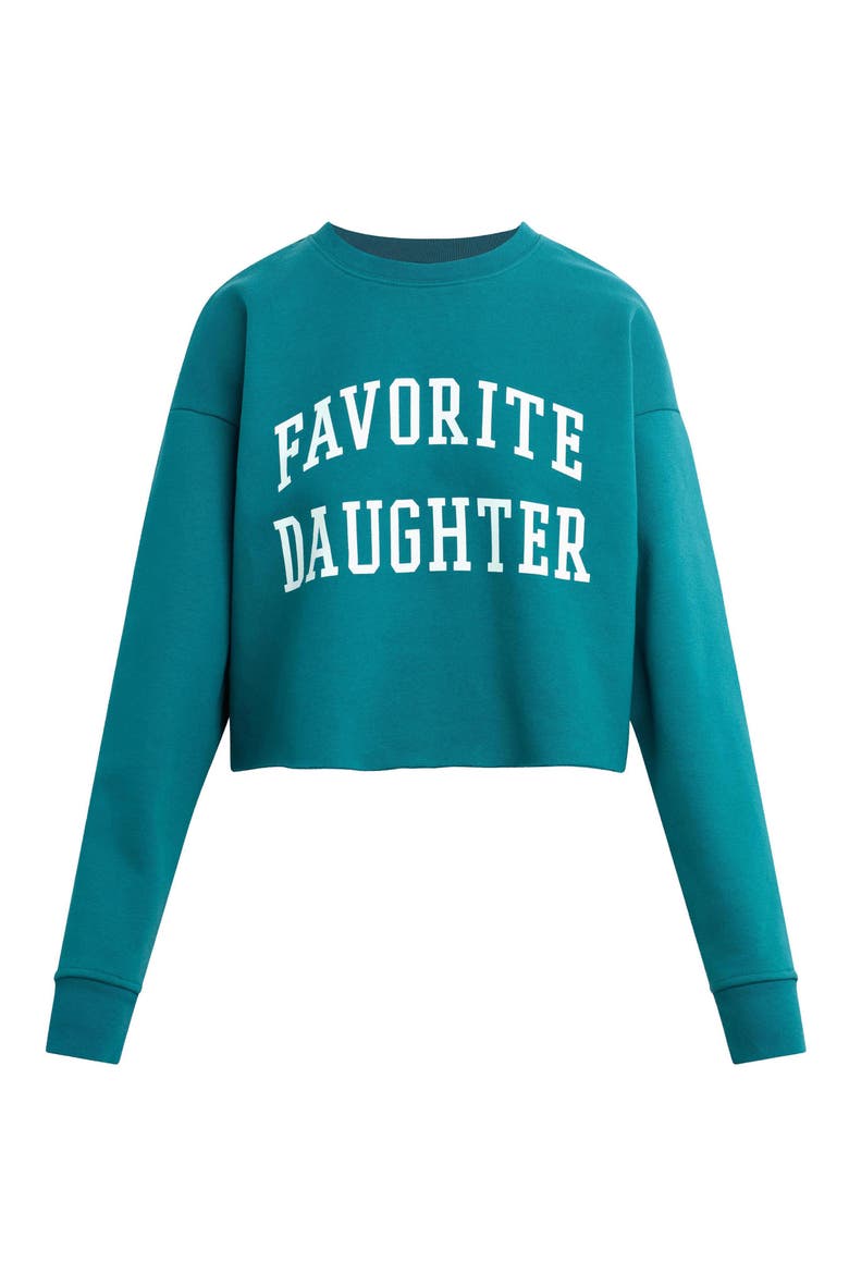 Cropped Collegiate Sweatshirt, Alternate, color, EMERALD/ OFF WHITE