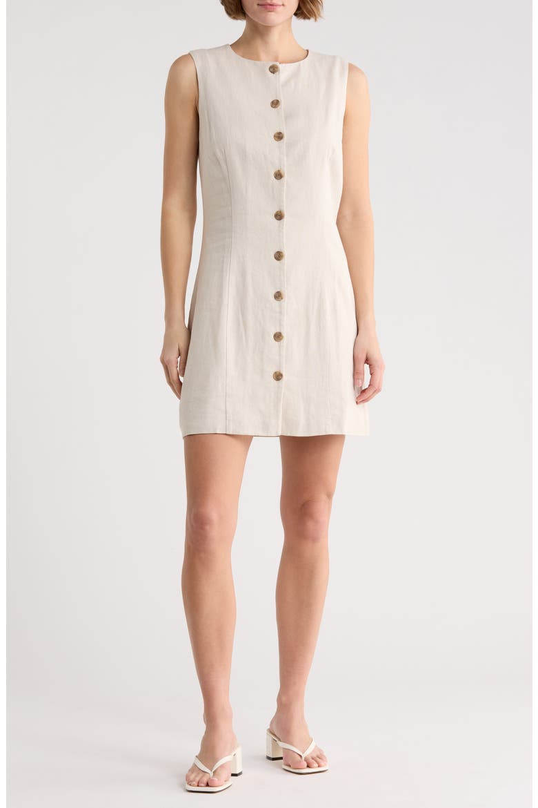 Linen Blend Minidress, Main, color, BEIGE PUMICE