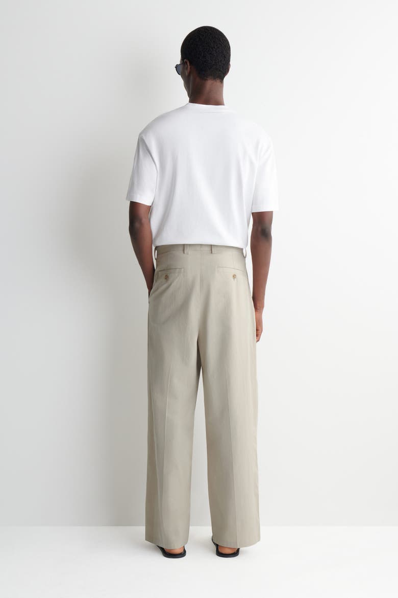 Cotton Relaxed Wide-leg Drawstring Pants, Alternate, color, BEIGE