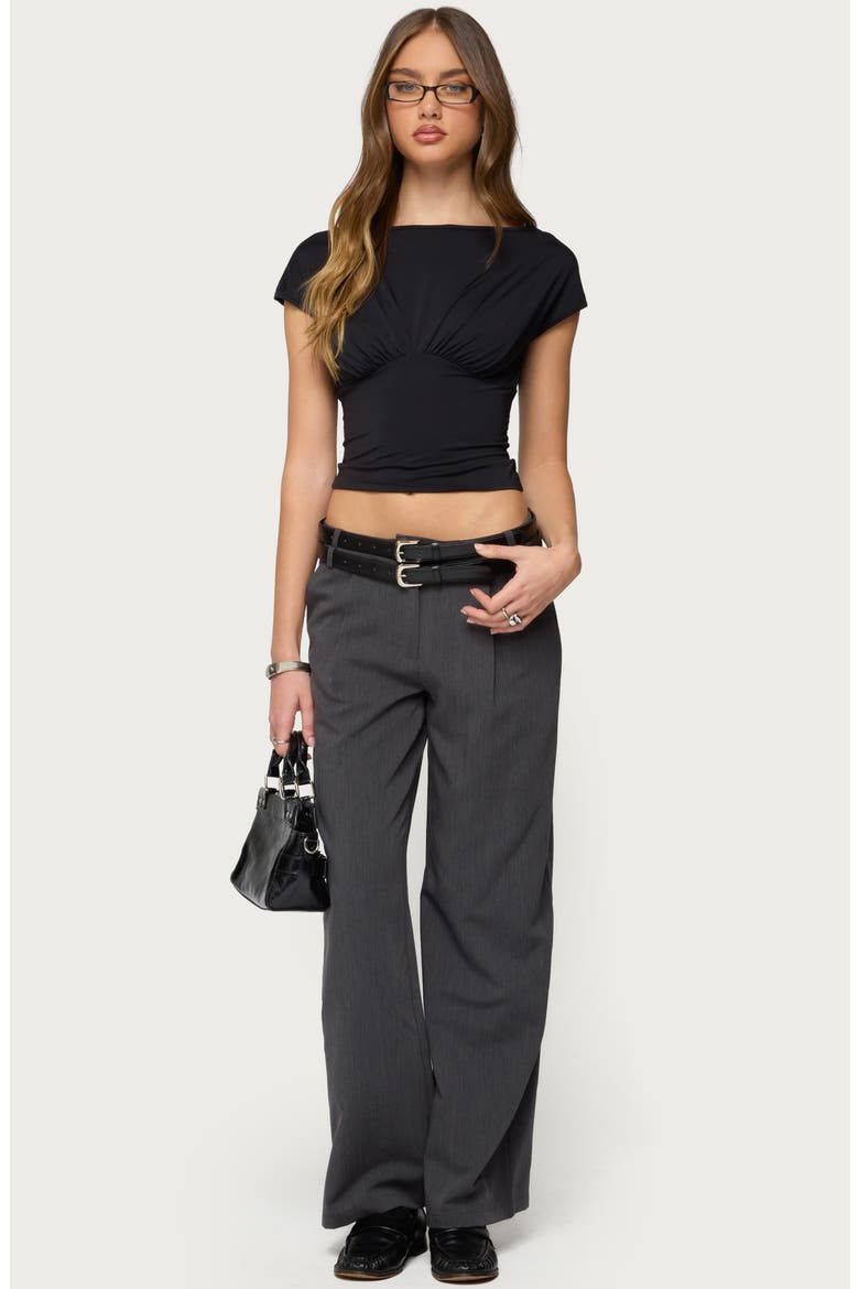 Andy Double Belt Low Rise Straight Leg Pants, Alternate, color, GRAY-MELANGE