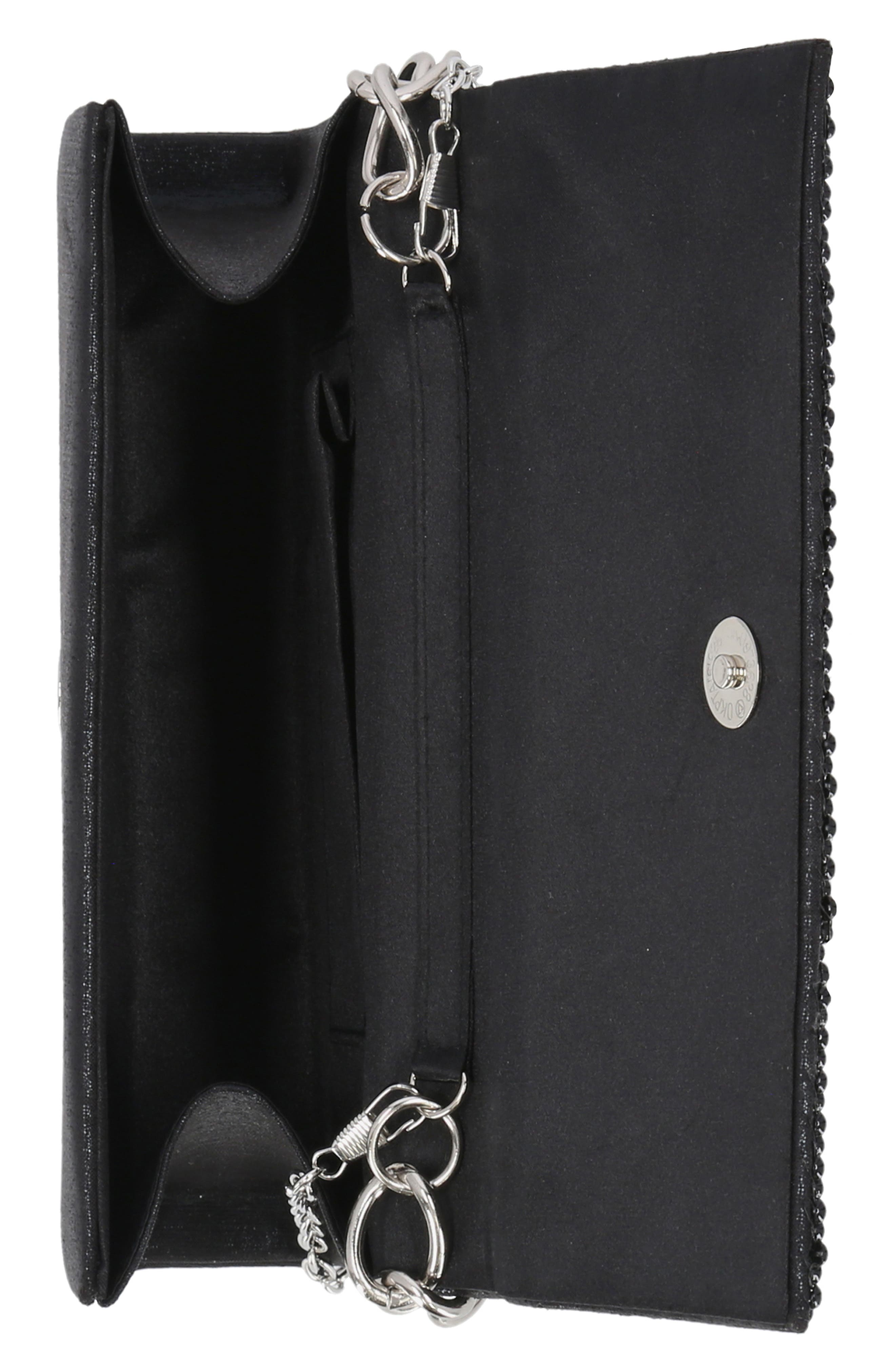 Jessica McClintock Damiana Beaded Metal Mesh Clutch, Alternate, color, 08N-Black