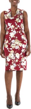 Nina Leonard Floral Foil Midi Dress